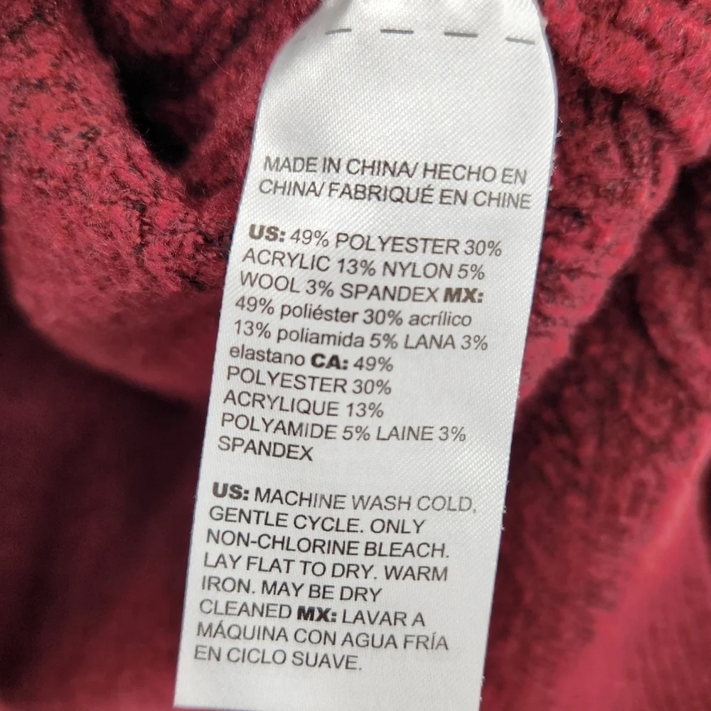 Chicos 3 Long Sleeve V Neck Sweater Womens Size XL Red Herringbone Textured